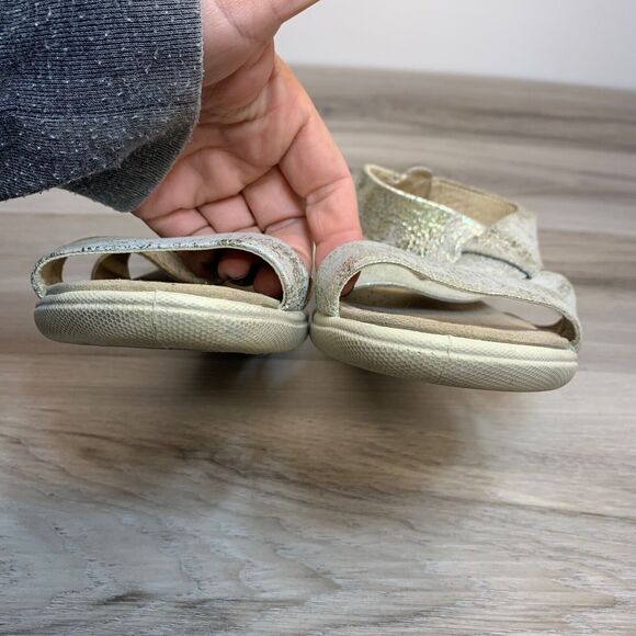 ECCO Damara Criss Cross Sandals Gravel Metallic Leather EU 37 Gold Silver US 6 - Picture 5 of 13